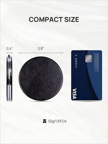 Espejo Compacto Omiro De Piel Negra Con Aumento De 1x/10x, R