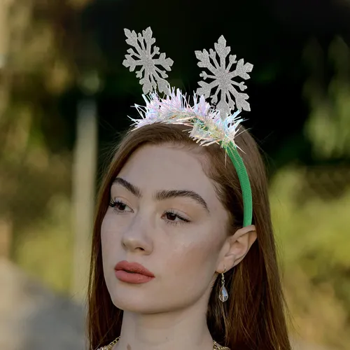 Diadema Navideña Para Fiesta, Banda Ligera Para Cabello Green And Silver
