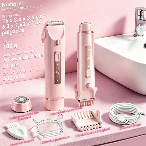 Depilador Eléctrico Para Mujer Con Luz Led Portátil 2 En 1