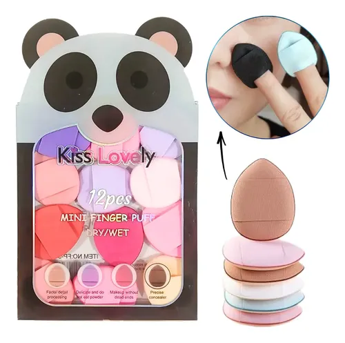 12 Mini Esponjas Puff Para Dedos Corrector Base Maquillaje