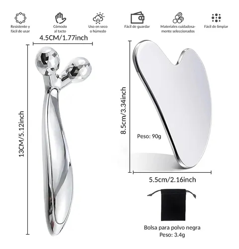 2 Piezas Herramienta De Guasha Facial,gua Sha De Acero