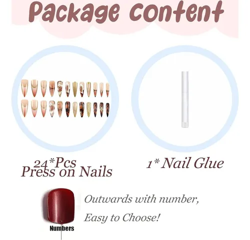 Uñas Postizas Babalal Bnn01 Estilo Stiletto Largas Con