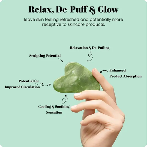 Set Masajeador Facial Rodillo Jade Y Gua Sha Roselyn