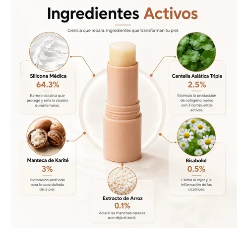 Stick Reparador De Cicatrices Silicona Para Cuidado Acne