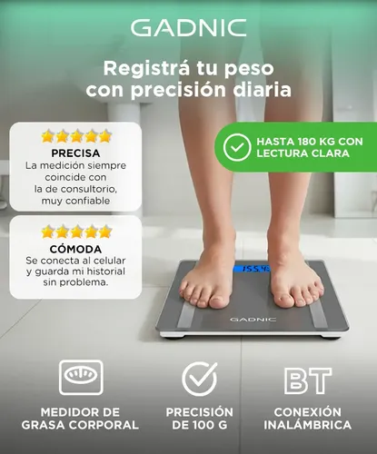 Balanza Digital Baño Personal Corporal Personas 180kg Gadnic