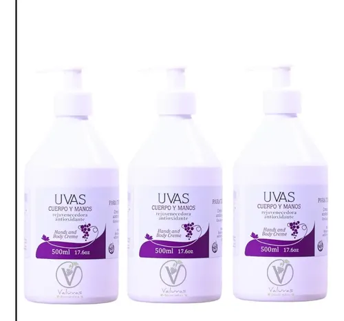 Combo 3 Cremas Cuerpo Y Manos Por 500ml Uvas Cosmet. S/tacc