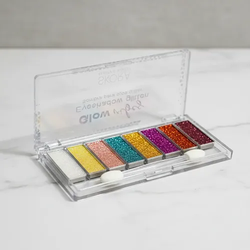 Caja De 24 Paletas Sombras Glitter De Ojos Glow Vibes Skora
