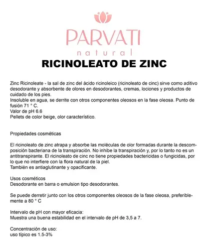 30grs Ricinoleato De Zinc Uso Cosmetico