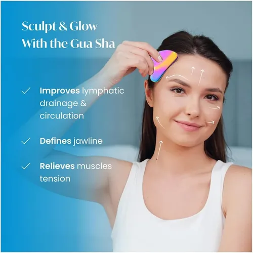 Gua Sha Acero Multicolor Masaje Facial Y Corporal Con Funda