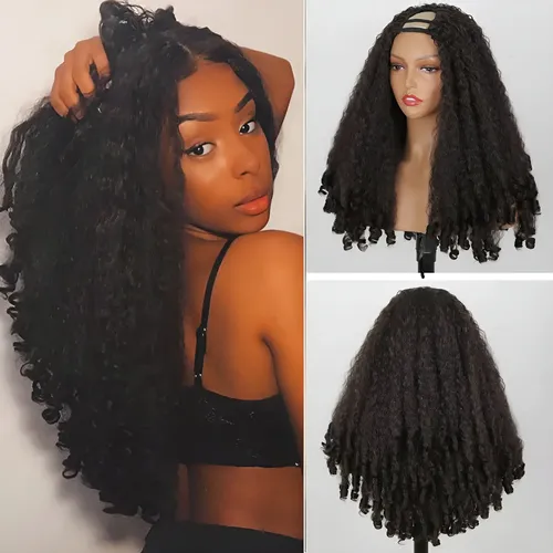 Peluca Afro Trenzada, Rizada, Sintética Con Textura De Pelo