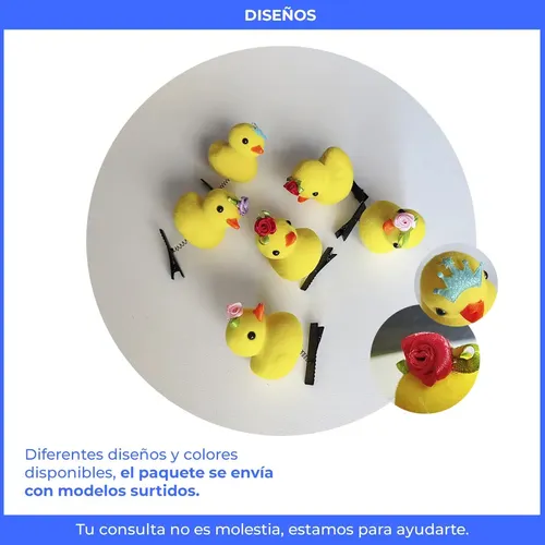 Broche Pelo Kiddos PATO-01 Pack 10 Patitos Amarillos TikTok Viral