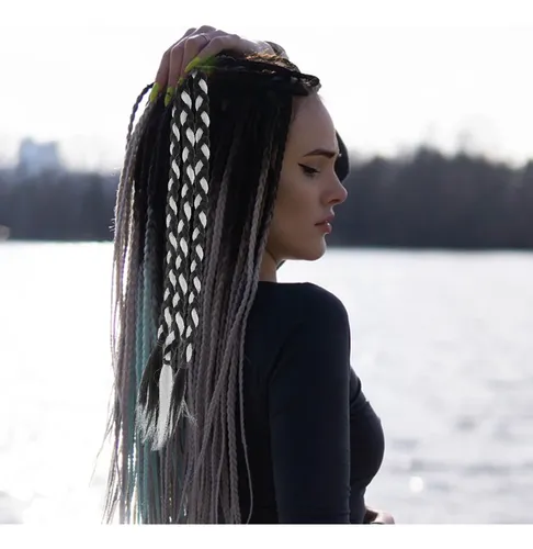 Extensión De Coleta Larga Con Liga De Cabello, Liso