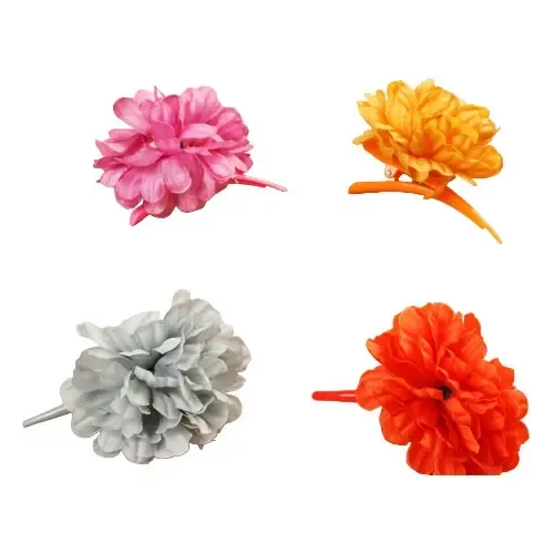 Broche Pinza De Pelo Flor 10 Cm Colores X 12 Unidades Color Rosa Amarillo Naranja Y Rojo