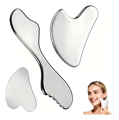 3 Piezas Gua Sha De Acero Inoxidable – Masajeador Guasha