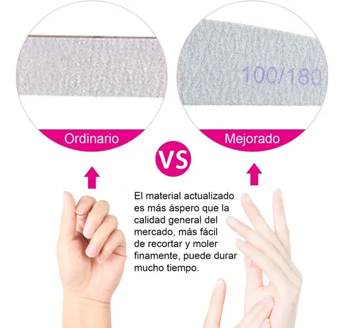 Limas Uñas Profesionales 100/180 Doble Cara Set X25 Manicura