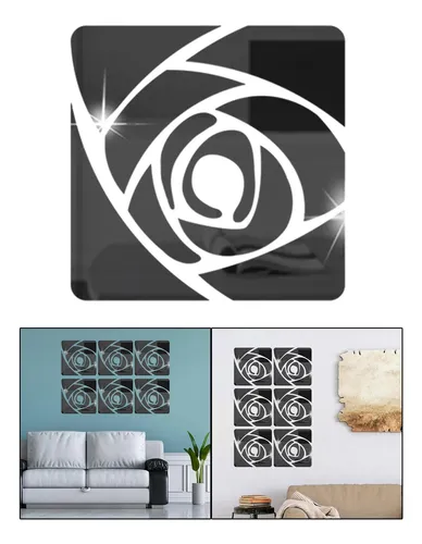 Adhesivo De Pared Con Espejo Acrílico Con Estampado De Rosas