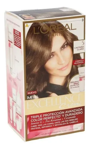 Kit Tintura Permanente L’ Oréal Paris Excellence Creme 5 Castaño Claro