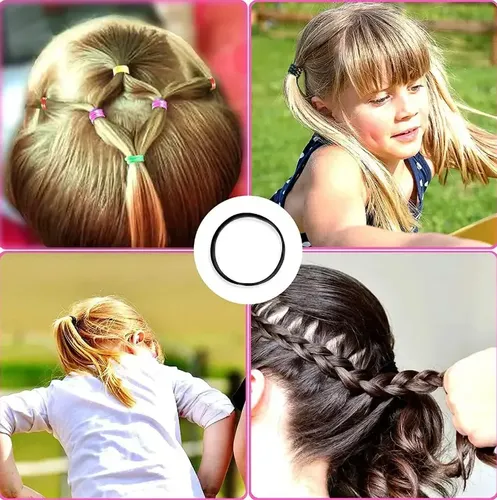 2000 Piezas Mini Ligas Para Cabello Y Pinzas Niñas Multicolor Sólido