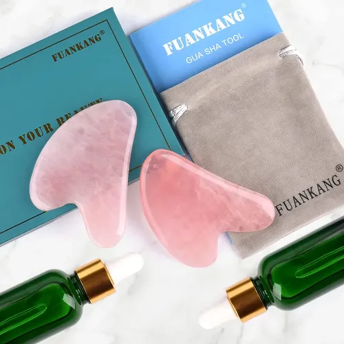 Herramientas Faciales Gua Sha Fuankang De Cuarzo Rosa