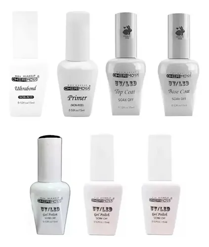 Kit Ultrabond Primer Base Top Negro Blanco Rojo Cherimoya