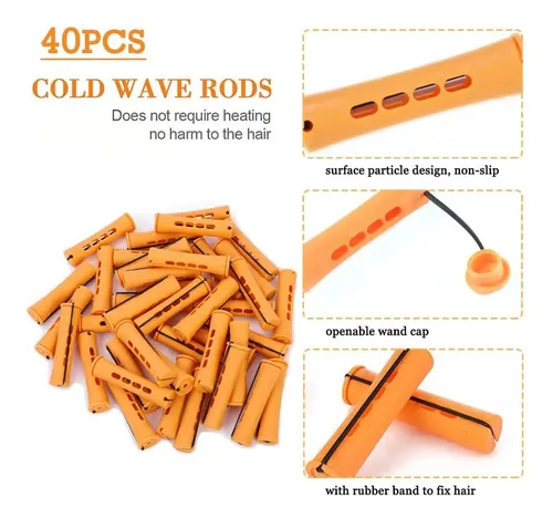 Set 40 Rulos Plásticos Naranja Para Rulos Fríos Cabello