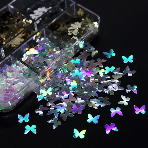 [ 6 Rejillas 3d For Uñas Con Forma De Mariposa, *