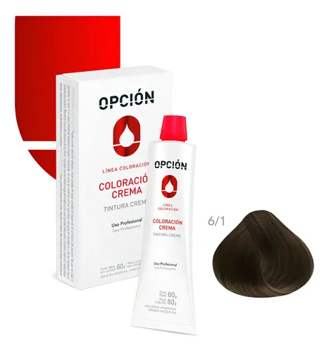 Tintura Crema Profesional De Cabellos Opcion Coloracion 60g Tono 61 – RUBIO OSCURO CENIZA