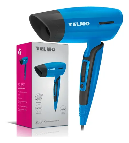 Secador Para Cabello 1400w Color Azul Yelmo Sc-3620 Mango Plegable Viaje