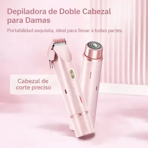Depiladora Eléctrica Indolora Para Mujer Con Doble Cabezal