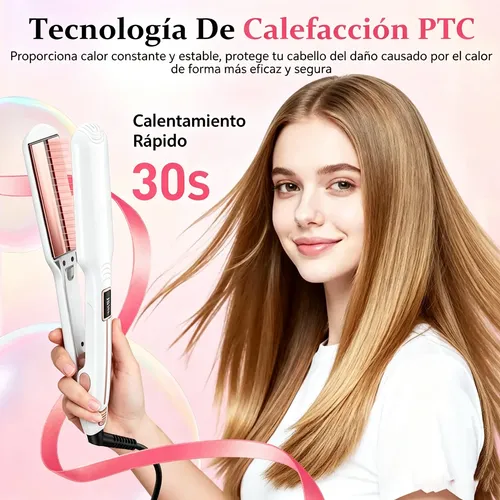 Planchita De Pelo 2 En1 Alaciadora Y Rizador Profesional Lcd