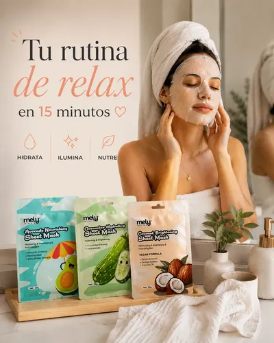 Kit X3 Mascarillas Faciales Mely Surtidas Hidratantes Nutrit