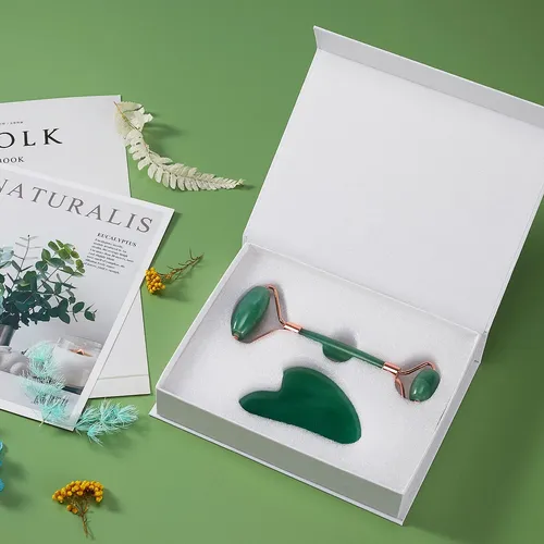 Rodillo Facial Xyzbstar Jade Y Gua Sha Masajeador Verde