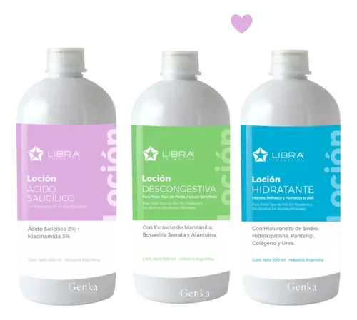 Kit Locion Libra Cosmetica 500ml X 3 Hidrata+desconge+salici
