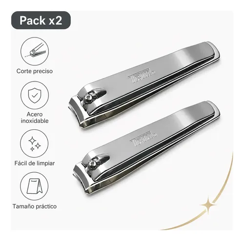 Pack X2 Cortauñas Trim Acero Inoxidable Corte Preciso Kit
