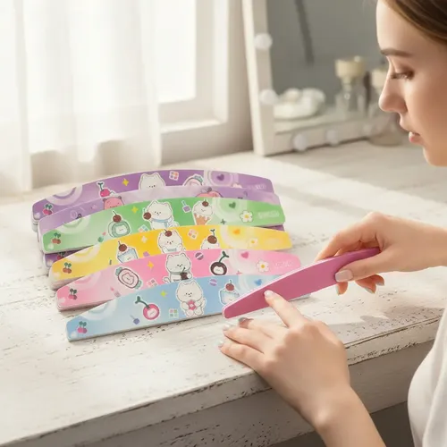 6 Limas Sponge 100/180 Con Forma Medialuna Para Manicuria