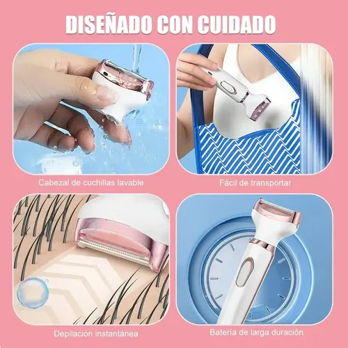 Y Depiladora Eléctrica Recargable 4 En 1 For Mujer, Con