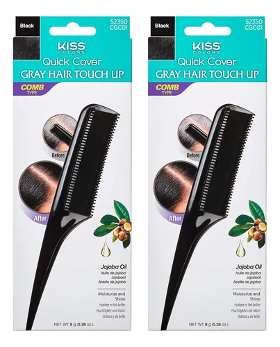 Kiss Quick Cover Peine Para Retocar Cabello Gris, Negro (2