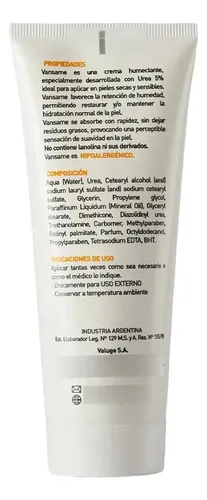Valuge Vansame Crema Humectante Pieles Secas Sensibles