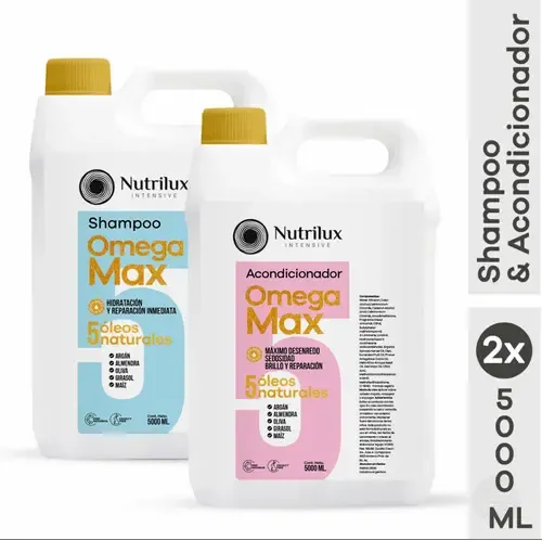 Pack Shampoo y Acondicionador Omega Max Nutrilux Intensive para Cabello Dañado 10 L