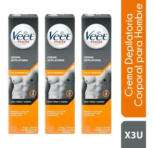 Kit Crema Depilatoria Veet Men X 3 Unidades