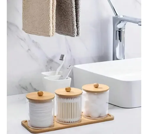 A “ Contenedor For Baño, Frasco Redondo Transparente Para ~