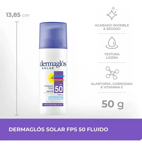 Protector Solar Facial Dermaglos Fuido Invisible Fps50 50g