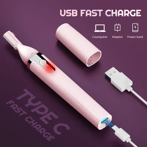 Recortadora Eléctrica Cejas Recargable Rosa Painless