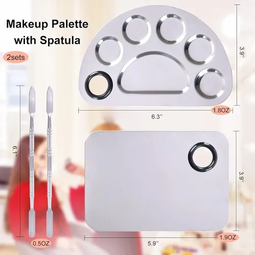 Paleta De Maquillaje De Acero Inoxidable Con Espátula