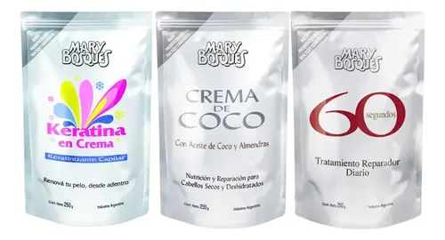 Mary Bosques Crema De Coco + Keratina + 60 Segundos Dp 250g