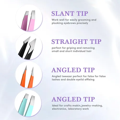 Pinzas De Cabello Y Cejas Para Mujer 4 Unidades Con Estuche