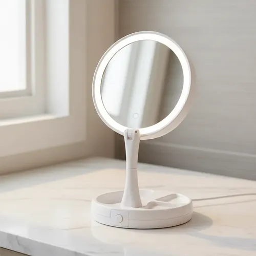 Espejo Portatil Con Luz Led Regulable Altura Y Recargable.