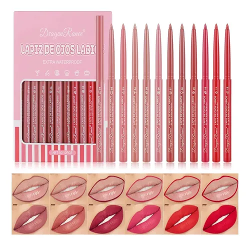 Combo Delineadores Labios 12 Colores Denestup