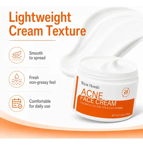 Crema Facial Suave Con Ácido Salicílico Para Acné