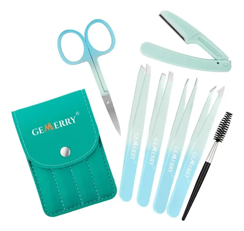 Juego De Pinzas Para Cejas Gemerry 7 Pcs Acero Inoxidable